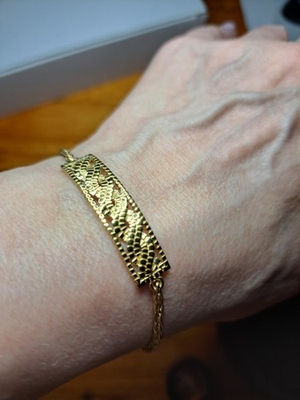 #ad Designer 22k Gold Over 925 Sterling Silver Spiga Chain Bar Bracelet 7 8quot; $52.00