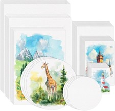 50 Sheets Watercolor Paper Bulk, 8 Sizes White 140 Lb/300 GSM Cold Press water..