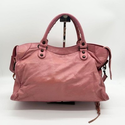 BALENCIAGA City 2Way Handbag Shoulder Bag Pink Leather 115748
