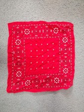 Vintage Red Paisley BANDANA Handkerchief USA Made Fast Color Western Faded