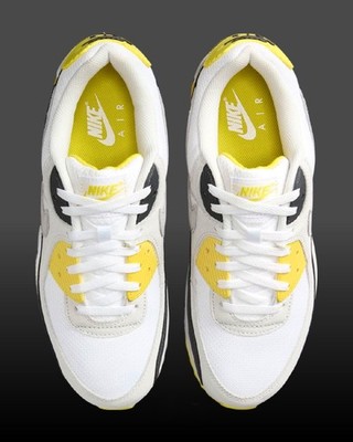 Nike Air Max 90 Shoes White Black Lighting Yellow DM0029-111 Mens