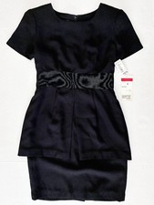 Yves Cossette Depeche Mode Peplum Little Black Dress Vtg 90s USA Made - Size 4P