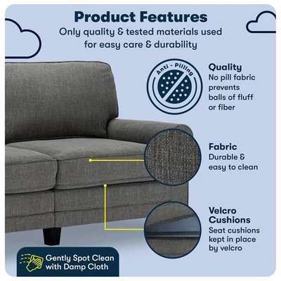 SERTA AT HOME Serta Copenhagen 73" Rolled Arm Sofa with Removable Covers Gray