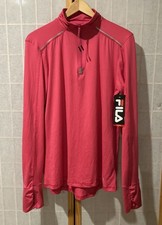 New Fila Women  s long sleeve half zip top pink size extra large thumb holes