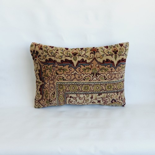 Floral Rug Pillow Cover , Throw Carpet Pillow, 16x24 in Handmade Rug Pillow - Picture 9 of 9