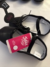 Girl's New Justice Dance Gym Flat Dance/Ballet Black Shoe Full Sole Size 12
