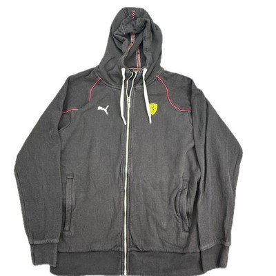 Puma Scuderia Ferrari Hoodie Mens Medium Black Full Zip Waffle Knit Jacket