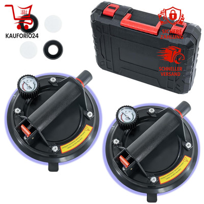 Saugheber 2er Set 8'' mit Manometer, max. 220kg Tragkraft