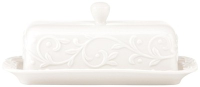 Lenox Opal Innocence Carved Butter Dish, White -