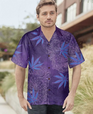 Purple Hippie Marijuanas Mandala Hawaiian Shirt Unique Seamless Pattern Hippie S
