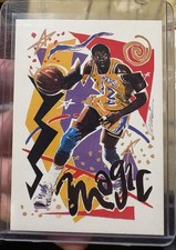 1990-91 NBA Hoops - Art Card Team Checklist Magic Johnson #367