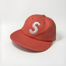 Supreme Wool S Logo Six Panel Cap - Dark Pink/Coral Made In USA