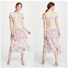 Love Shack Fancy Marceline Silk Floral Tiered Dress Size 6