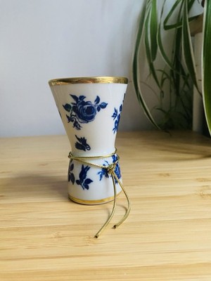 Vintage bayrische Waldershof Porzellan Vase Blumen blau-weiß