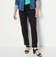   BELLE KIM GRAVEL PONTE STRAIGHT LEG PANTS BLACK 12