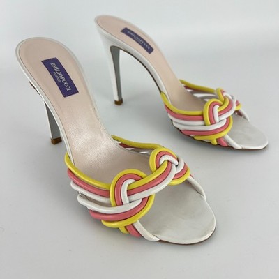 Pucci | Auth Vint Pink Yellow Twisted Straps Open Toe Mules (38)