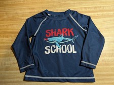 Wonder Nation Baby Boy Size 9-12 Mths 100 Polyester Blue Shark School Swim Shirt