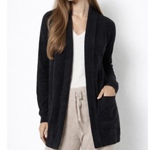 Barefoot Dreams Cozychic Lite Women  s Black Open Front Cardigan S/M Cozy Soft