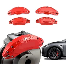 4pcs/set Brackets Caliper Covers for Tesla Model Y 2020-2024 Aluminum Red