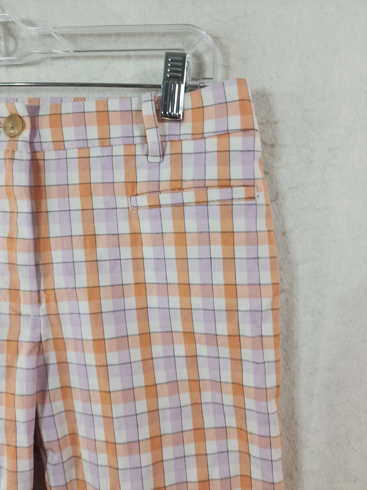 Pantalones al tobillo informales ligeros a cuadros rosa naranja Ann Taylor para mujer 2 30 x 25 Foto 3 de 4
