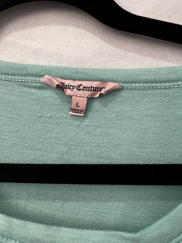 Juicy Couture Long Sleeve Cut Out Sweater Size Large Cozy Dopamine Mint - Picture 3 of 8