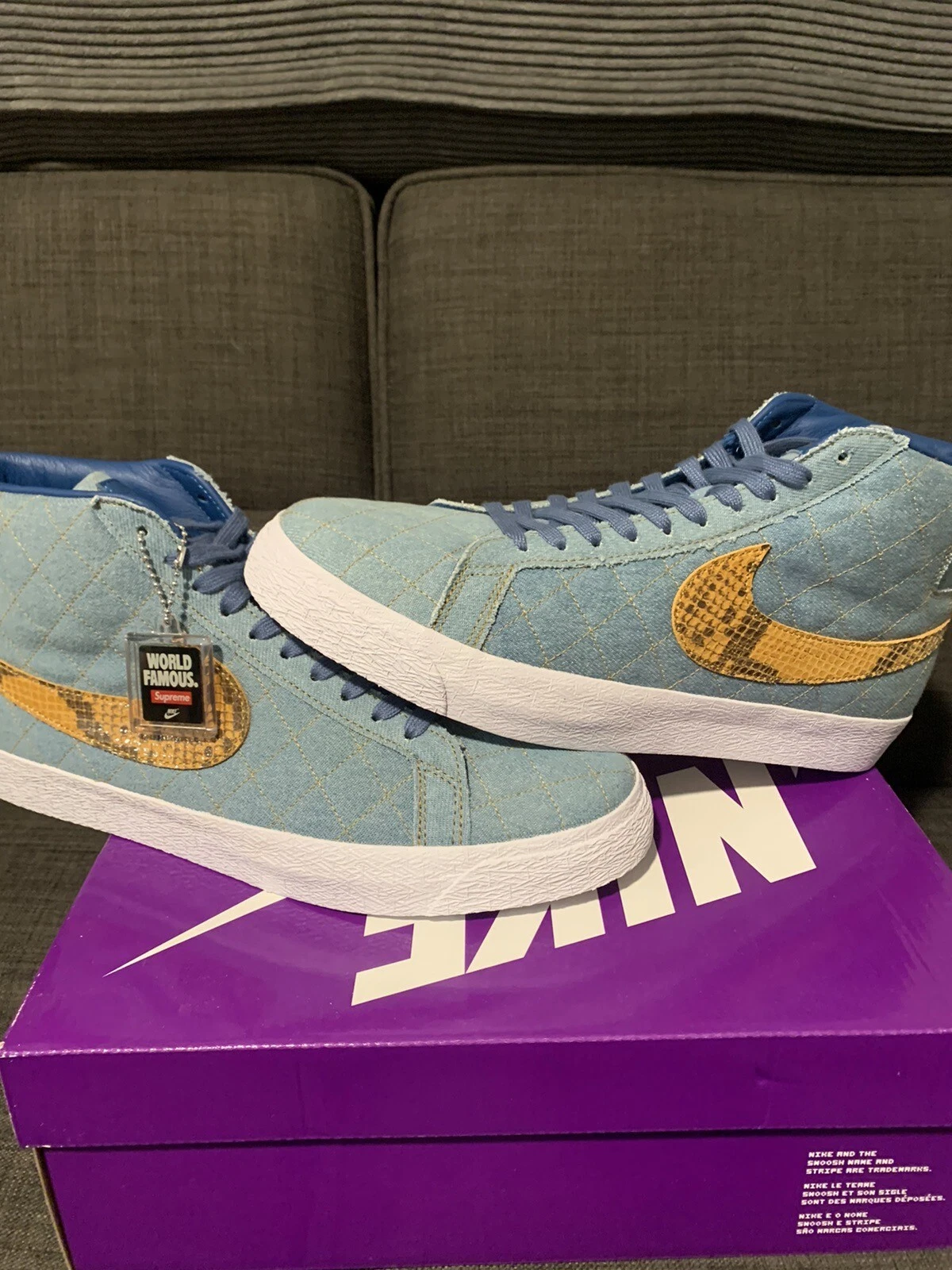 Taglia 11 5 Nike Zoom Blazer Mid QS SB x Supreme Denim 2022 nuovo con scatola