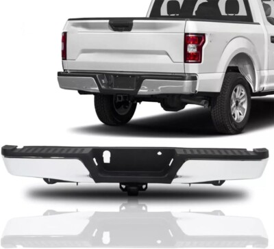 For 2015-2020 Ford F-150 W/ Tow Hitch W/O Park Holes Chrome Rear Back Bumper OE