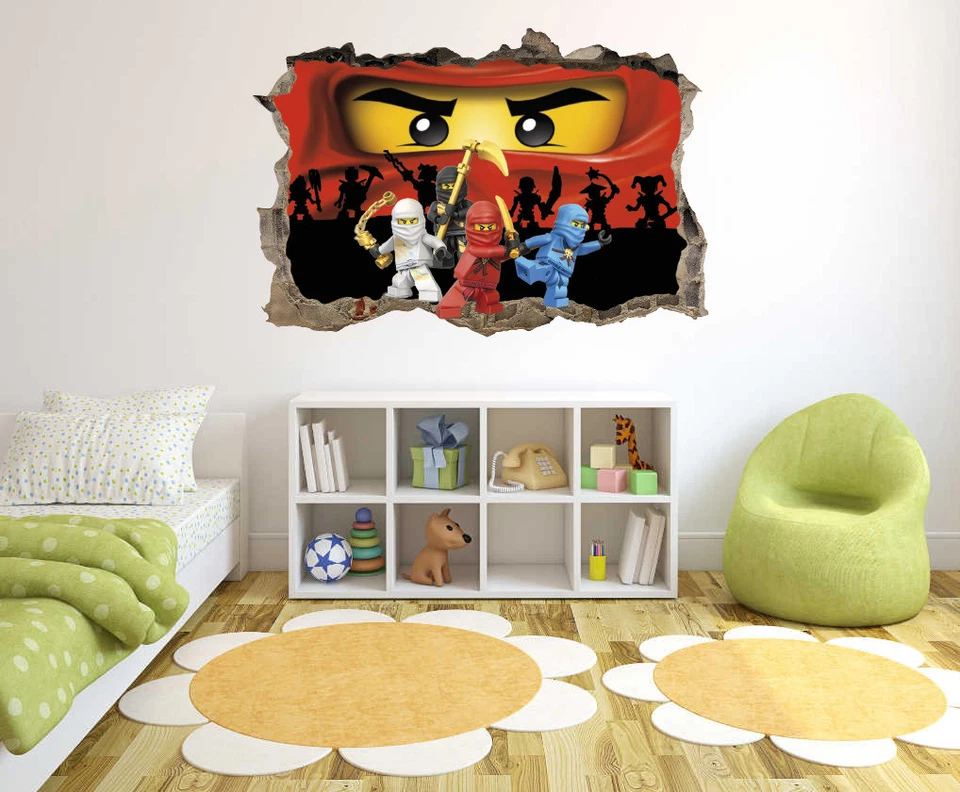 Calcomanía de pared Ninja - Pegatina de pared Ninja 3D rota para decoración de guardería habitación infantil Foto 2 de 4