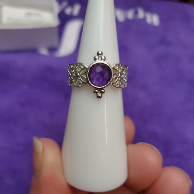 Ring Bomb Party RBP2763 ZEN GEMS Gen amethyst qtz on rhodium  sz 5 NWT