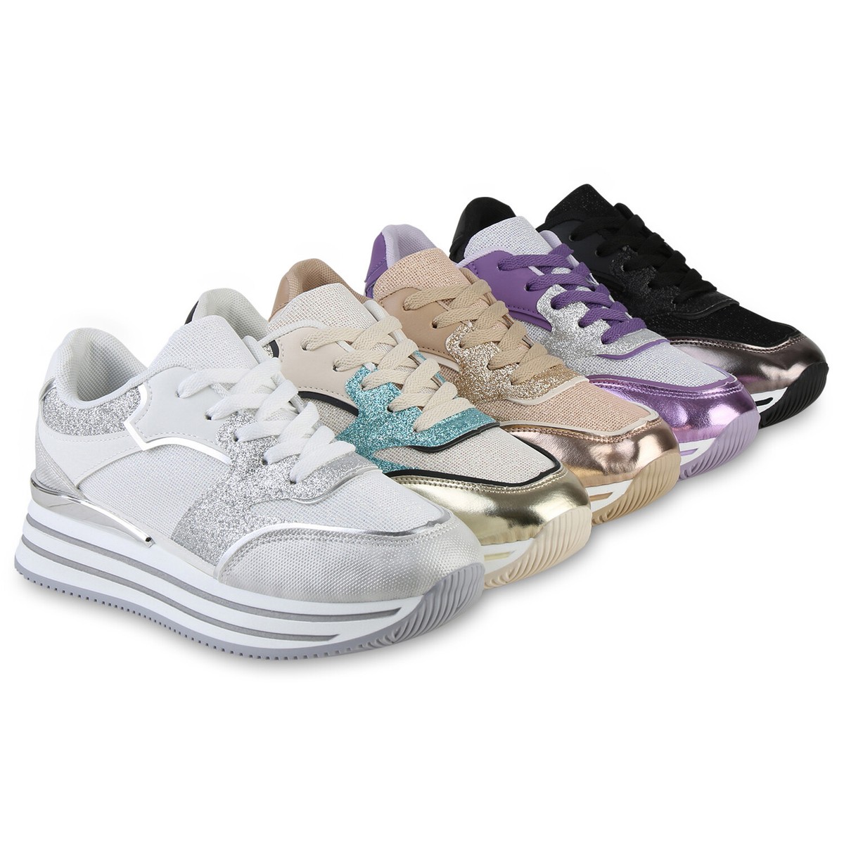 Shoes Schuhe Plateau Sneaker Plateau Sneaker Lack Turnschuhe Damen - Main Image