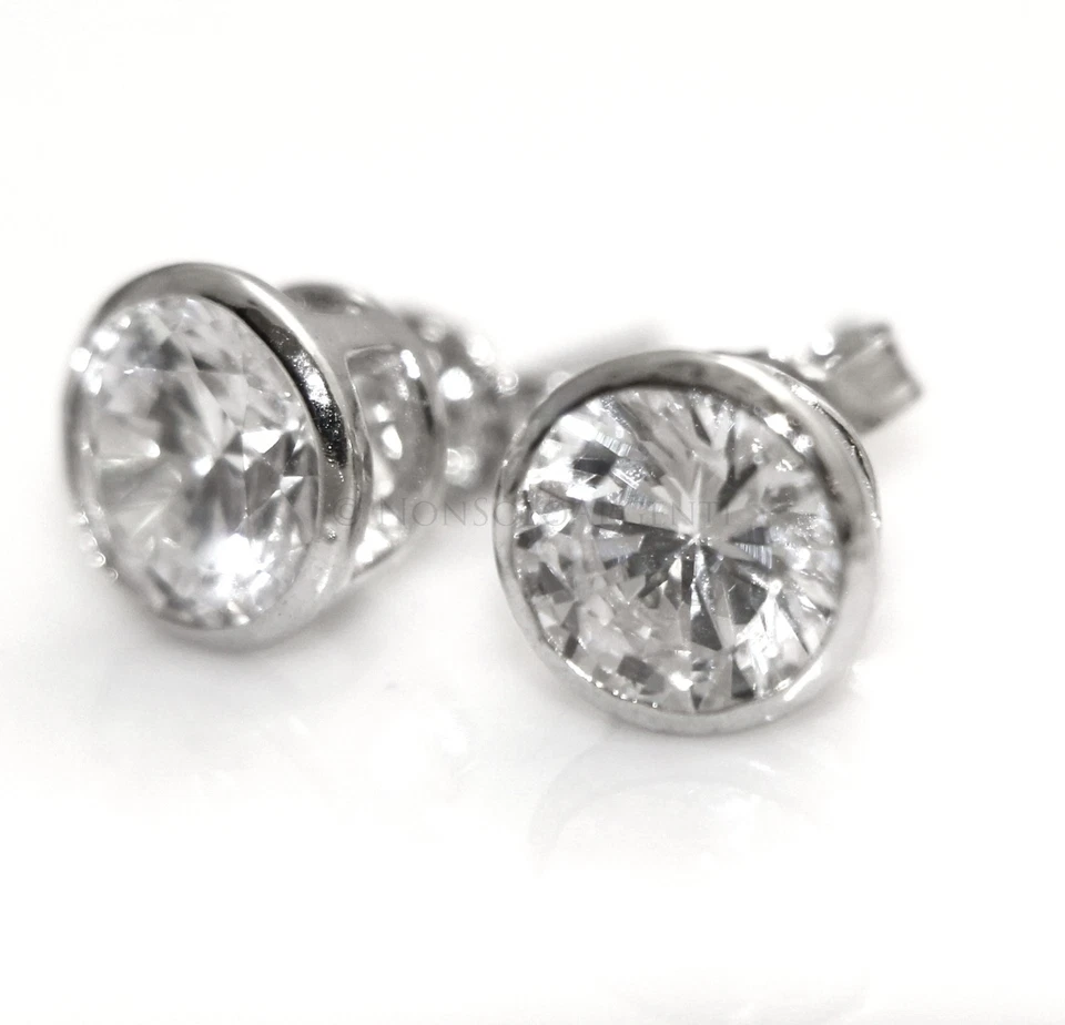 orecchini argento 925 punto luce cipollino cipolla 7mm zircone brillante bianco - Immagine 2 di 4