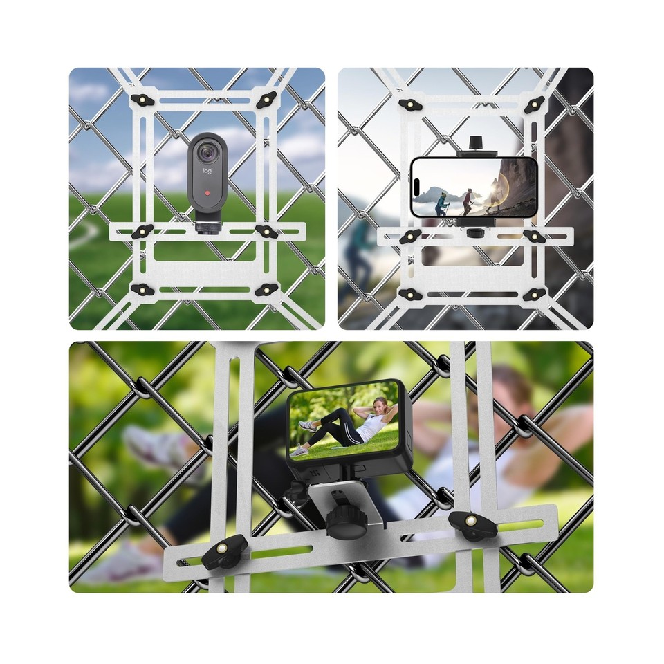 Fence Mount for Mevo Start, GoPro, iPhone, Phones, Action Cameras. with