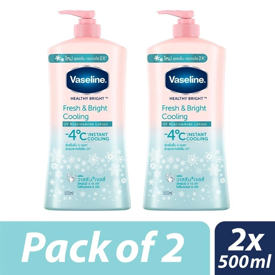 2x500ml Body Lotion Skin Vaseline Healthy White Fresh Fair Cooling Lightening - Image 2 of 4