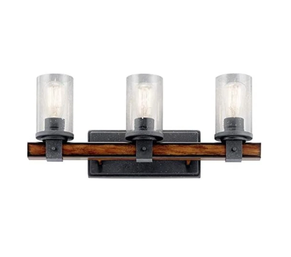 Tocador rústico Kichler Barrington 3 luces negro envejecido/acabado madera Foto 3 de 4