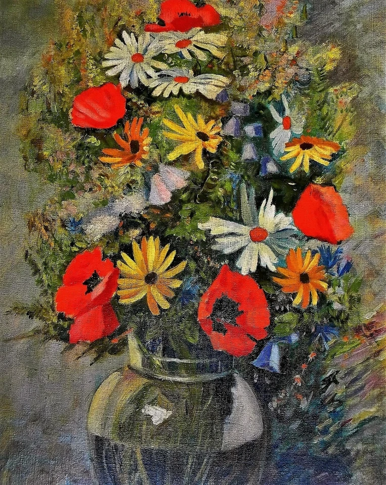 Rober Kohl AUSTRIA 1891-1944 EXCELENTE BODEGON DE FLORES OLEO/CARTON 77X65 CMS - Imagen 3 de 4