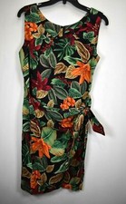 VTG All That Jazz Womens Floral Print Sleeveless Scoop Neck Sheath Dress 9/10