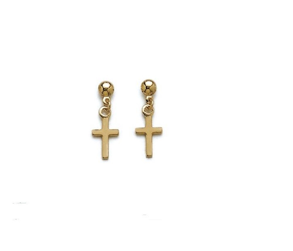 Boucles d'oreilles croix en plaqué or 750/000 au raffinement intemporel pour femme