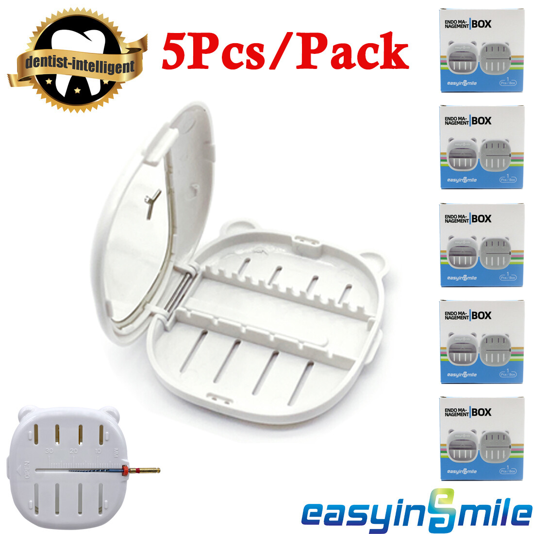 5Pcs/Packs Dental Sterilization Box For Endodontic Root Canal Files Ruler Stand