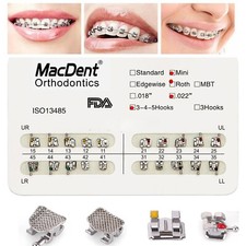 MacDent Dental Orthodontic Metal Brackets Braces Mini Roth.022 Hooks 345
