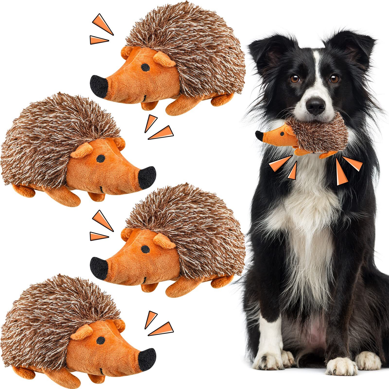 4 Pcs Hedgehog Dog Toy Plush Dog Toy Interactive Dog Toys for Boredom Hedgeho...