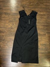 Tahari Women's Black V-Neck Knit Nylon Dress Sz4