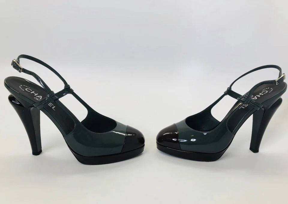 Chanel Zapatos de salón con cordones Gris Charol Sandalia Mujer’s Foto 3 de 4