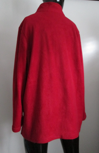 NWT Bob Mackie Siz L Wearable Art Fleece Rich Red Embroidered Half Zip Tunic top - Picture 5 of 6