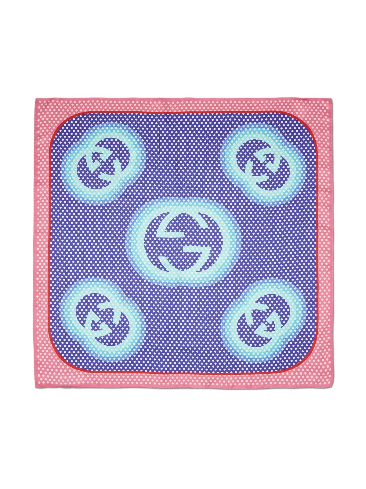 Foulard carré soie imprimé logo G imbriqué GUCCI et pois authentique