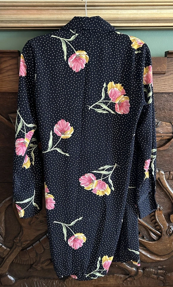 Brand New Kimono Robe/Dressing Gown Midnight Blue English Rose Floral Size Small - Image 3 of 4