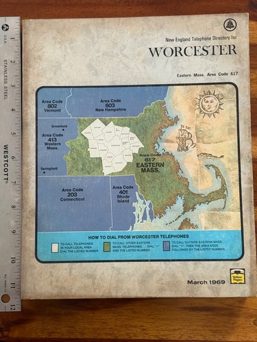 New England Telephone Directory Worcester Massachusetts 1969 Phone Book 617 - Picture 10 of 10