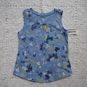 Girls-Blue-Tank-Top-Shirt-Floral-size-3T-Sleeveless-yellow-flowers-Old-Navy-new