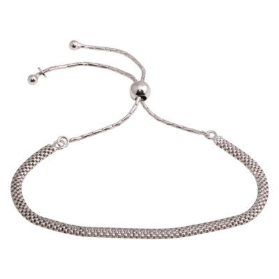 MESH KETTE LARIAT ARMBAND / 925 STERLING SILBER / VERSTELLBARER STRANG 9''