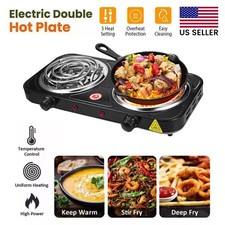 2000W Portable Kitchen Electric Double Burner Hot Plate Cooktop Cooking Stove US