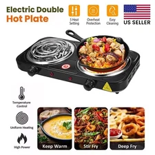 2000W Portable Kitchen Electric Double Burner Hot Plate Cooktop Cooking Stove US